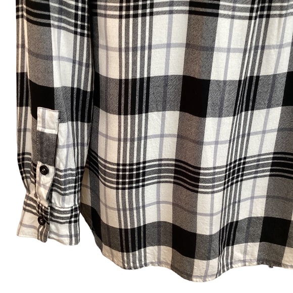 SAKS Fifth Avenue Black White Plaid Shirt - Picture 6 of 12